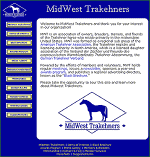 MidWest Trakehner, a breed association site constructed entirely in HTML